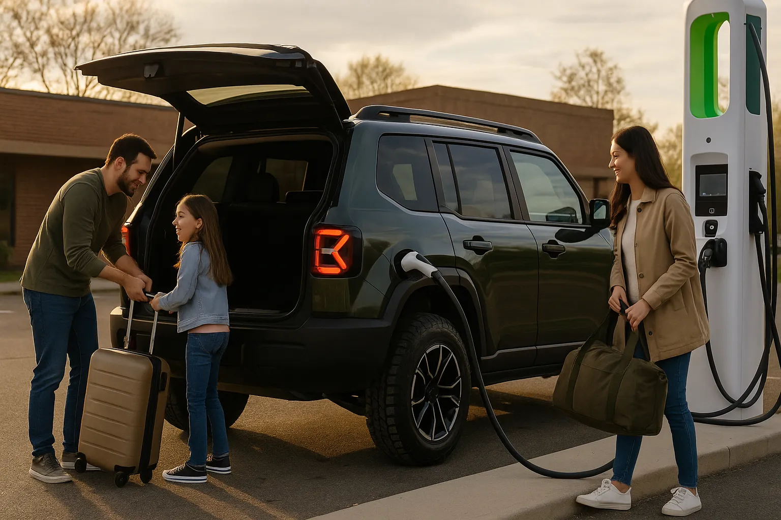 2026 Jeep Recon electric SUV driving on a rocky trail in a desert landscape supporting image 2