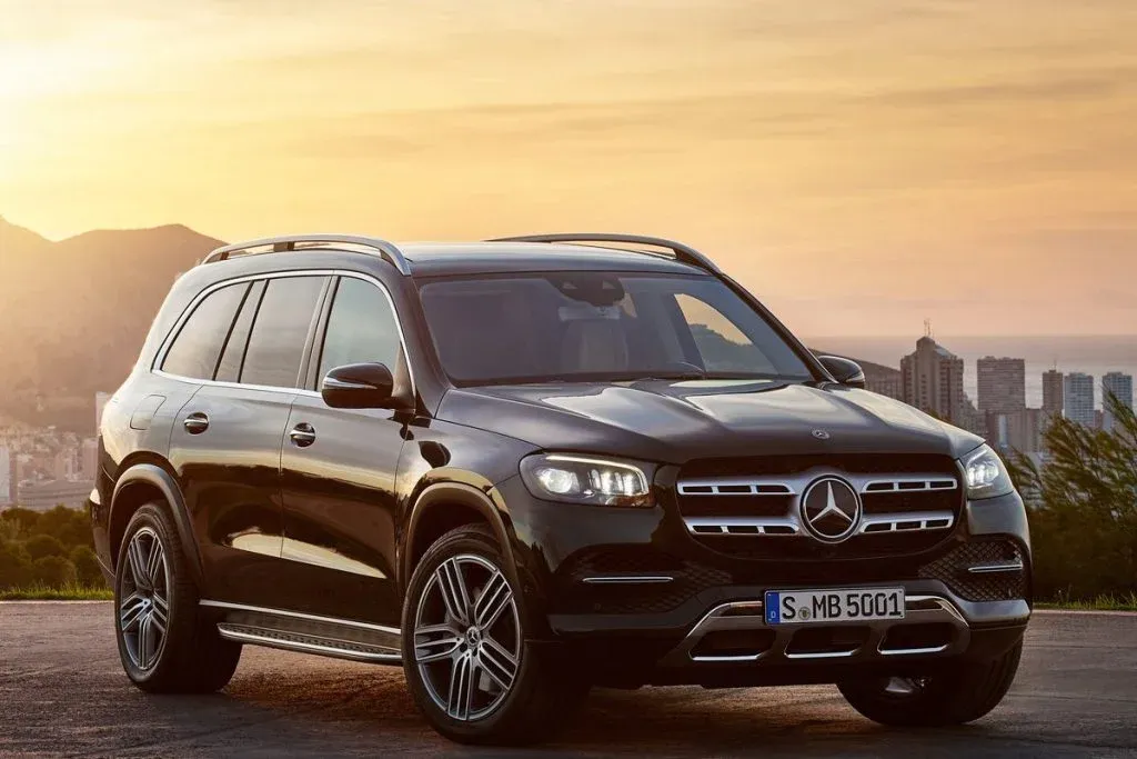 2027 Mercedes-Maybach GLS 680 luxury SUV shown in a studio-style front three-quarter view