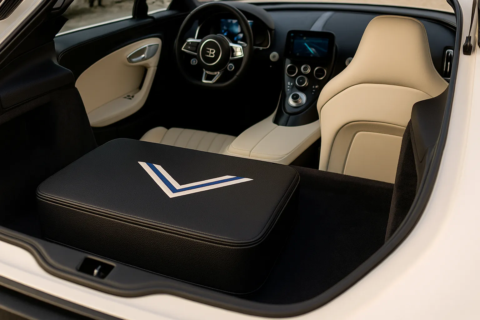 Bugatti W16 Mistral Blanc Éternel als einmaliger Roadster in maßgeschneiderter weißer Ausführung mit porzellan-inspirierten Details, unterstützendes Bild 1