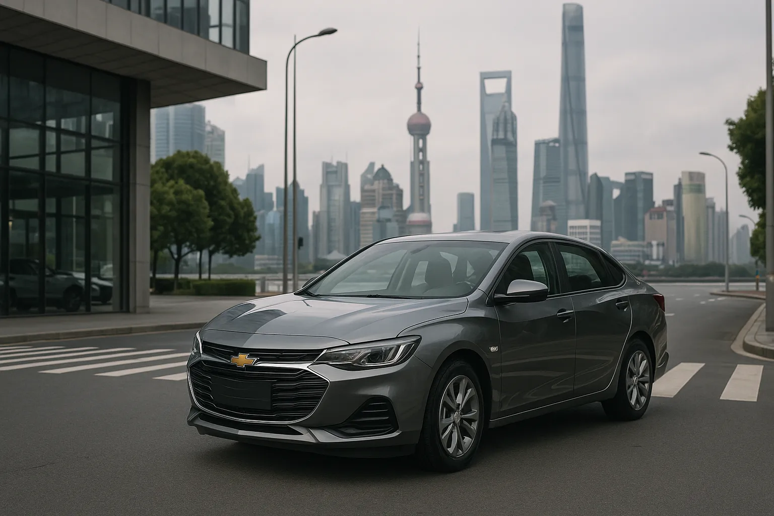 Chevrolet-SUV vor einer modernen Skyline in China bei Abendlicht supporting image 2