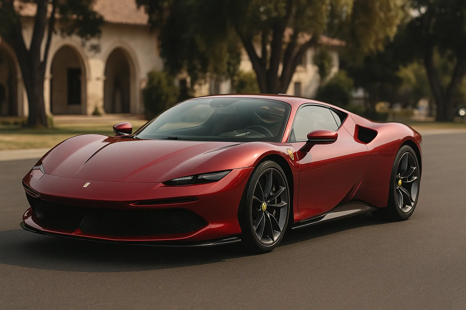 Ferrari CZ26 als rotes Einzelstück mit flacher Front, dunklem Kühlerband und eigenständiger Karosserie auf einer Präsentationsfläche