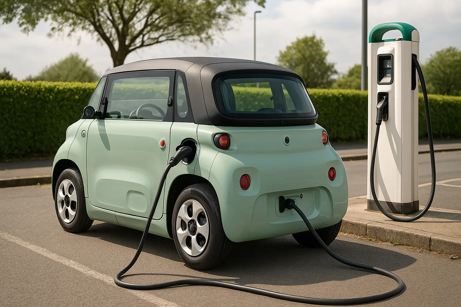 Fiat Topolino Elektro-Microcar fährt auf einer sonnigen italienischen Straße unterstützendes Bild 2