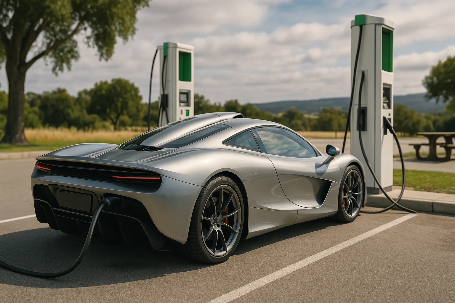Low Gordon Murray supercar shown in a rear three-quarter teaser view with rounded haunches, a roof intake and smooth bodywork supporting image 2