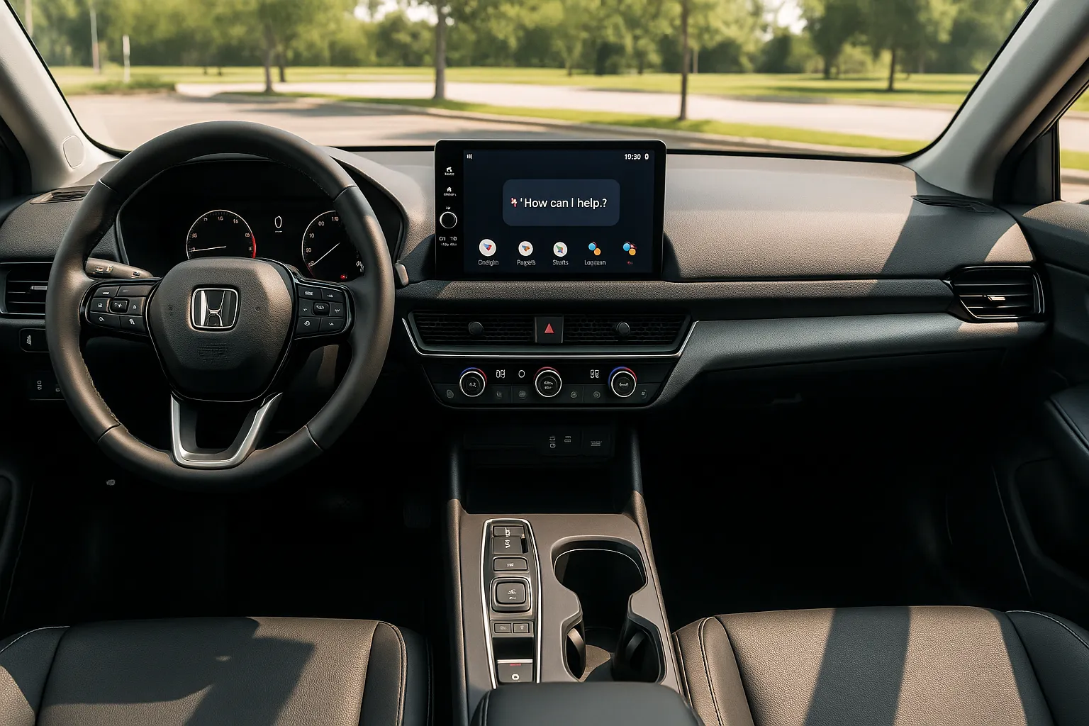 A modern Honda SUV interior with a large center touchscreen and digital instrument display supporting image 2