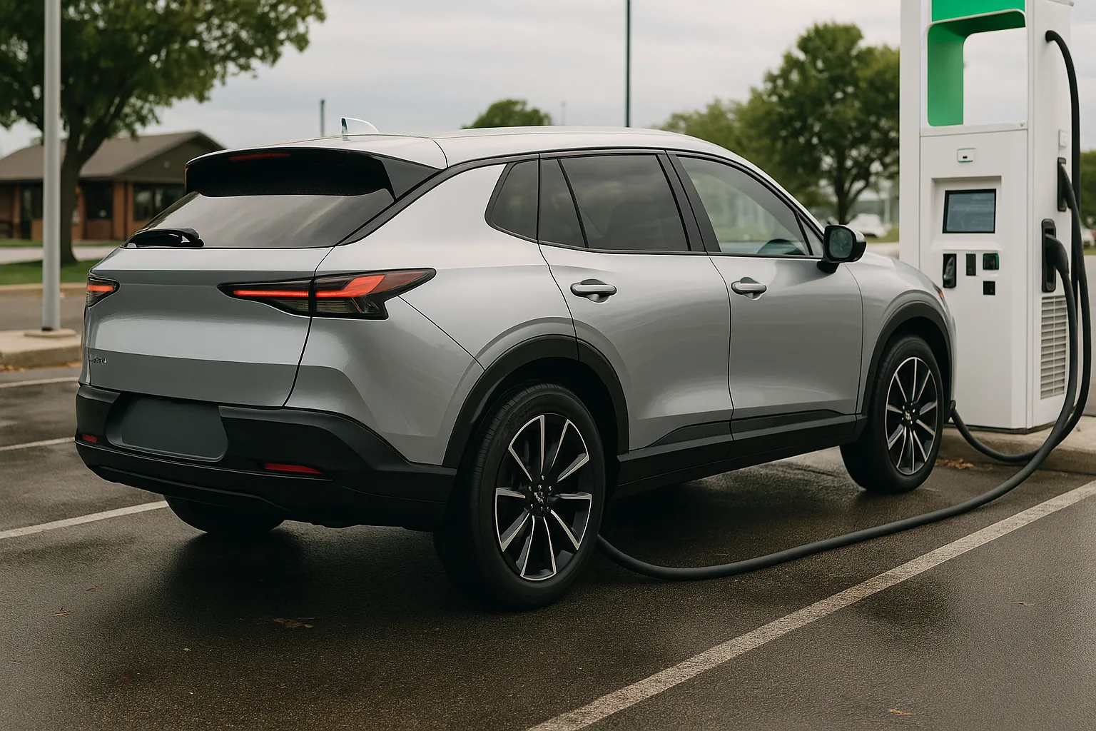 Honda Prologue electric SUV driving on a paved road with trees in the background supporting image 2