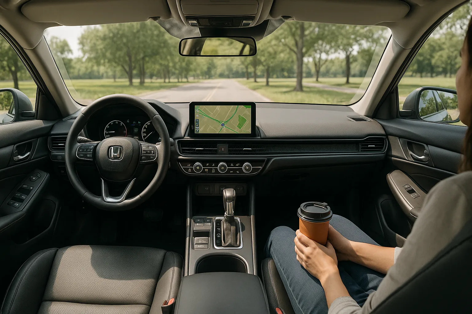 Honda Accord Hybrid fährt auf einer kurvigen Straße mit Bergen im Hintergrund, unterstützendes Bild 1