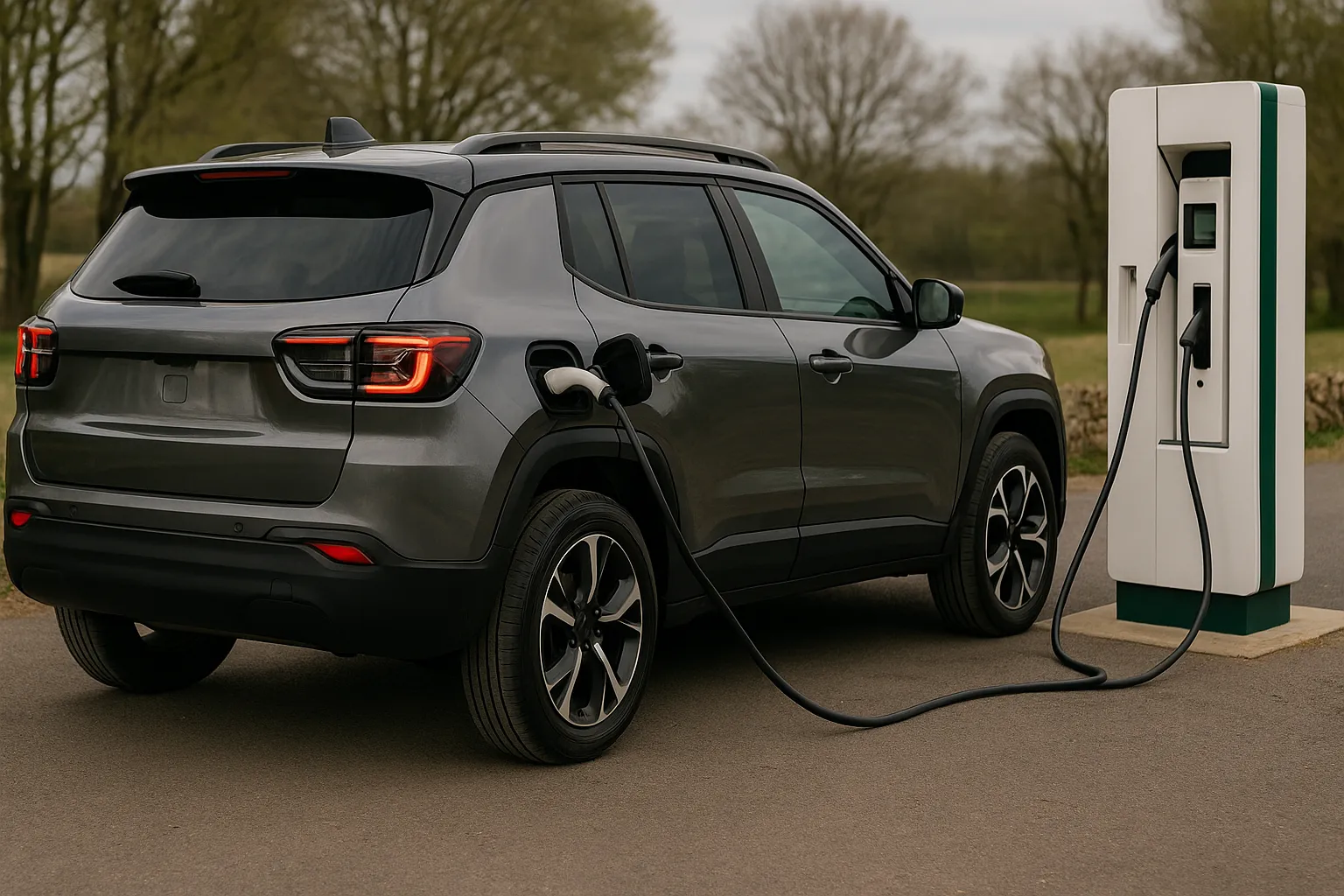 Jeep compact SUV driving on a European mountain road with rugged scenery in the background supporting image 2