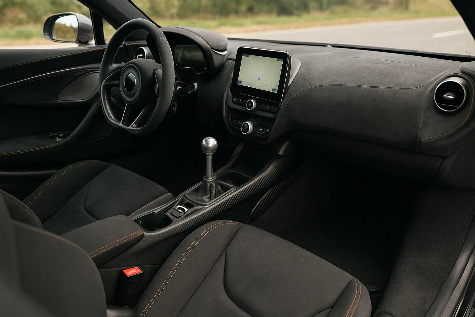 Low-slung McLaren supercar silhouette inspired by the classic M6GT, shown in a studio-like setting supporting image 1