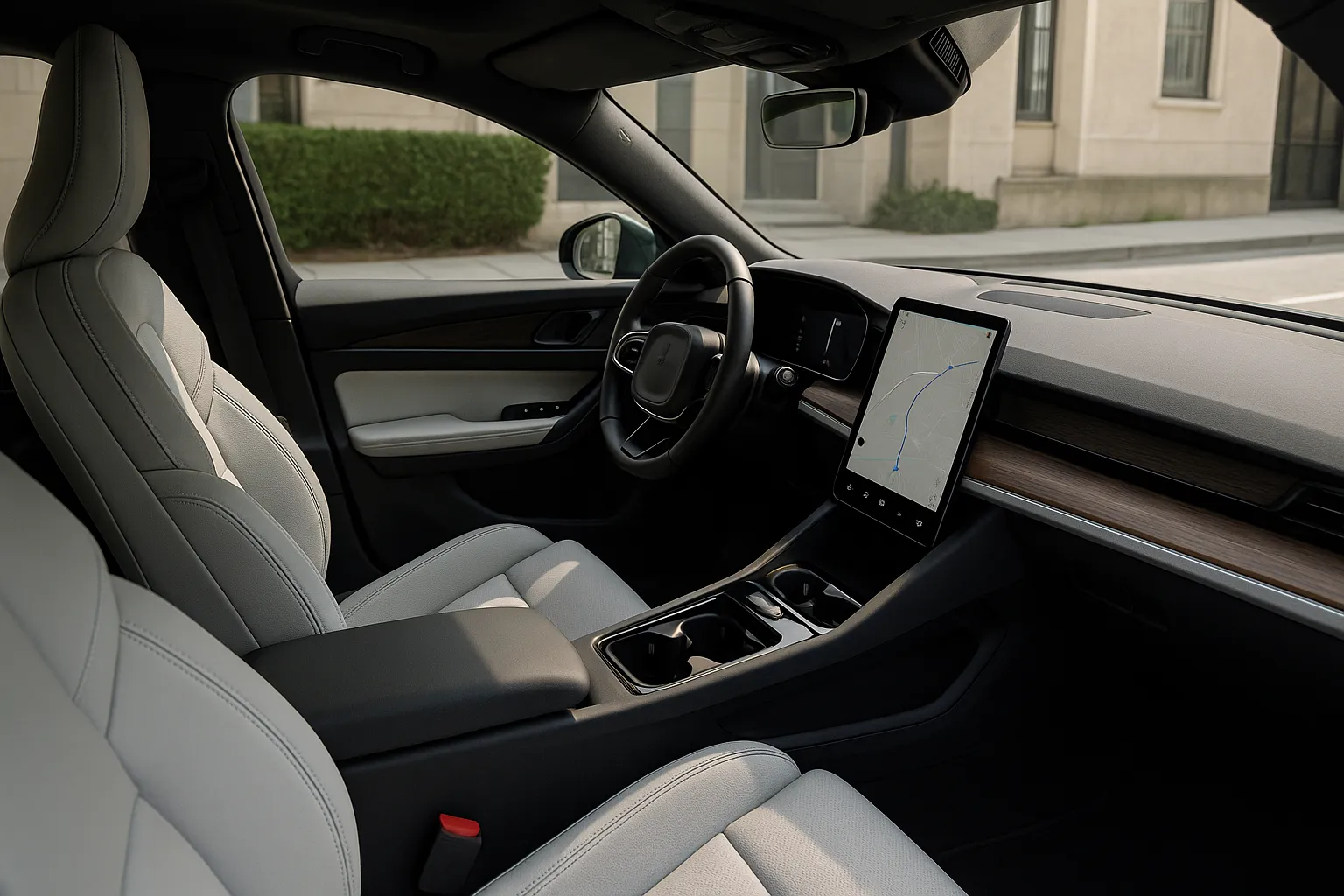 Polestar electric SUV driving on a modern road at dusk supporting image 1