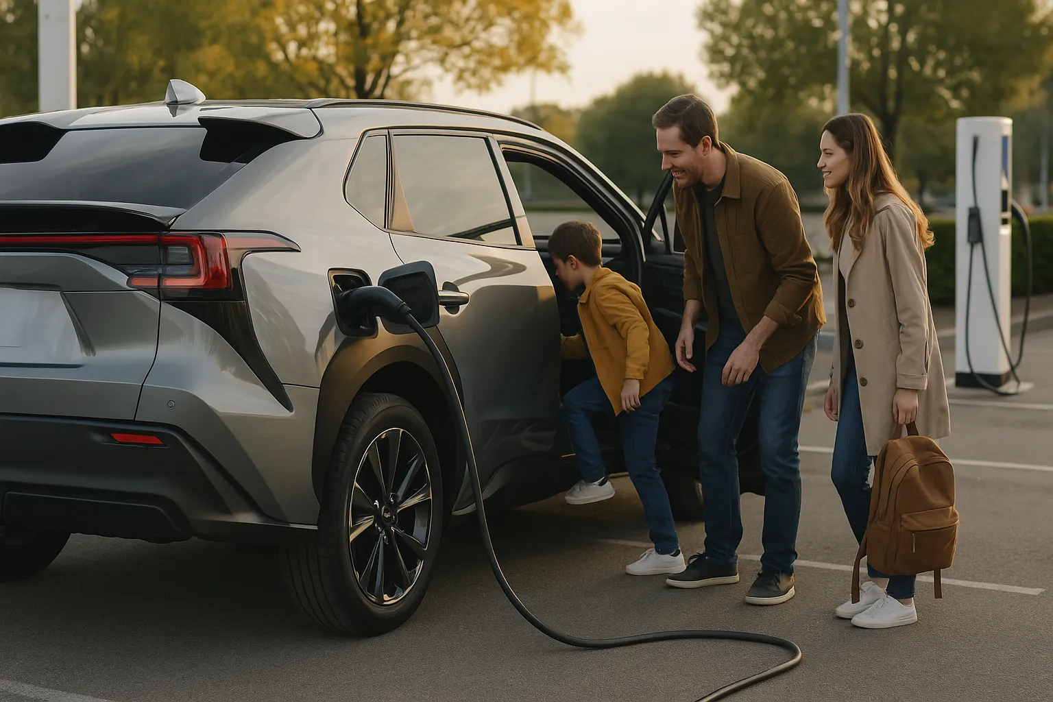 Subaru-Fahrzeuge fahren durch eine Automobil-Montagelinie, während Arbeiter Autos inspizieren, unterstützendes Bild 2