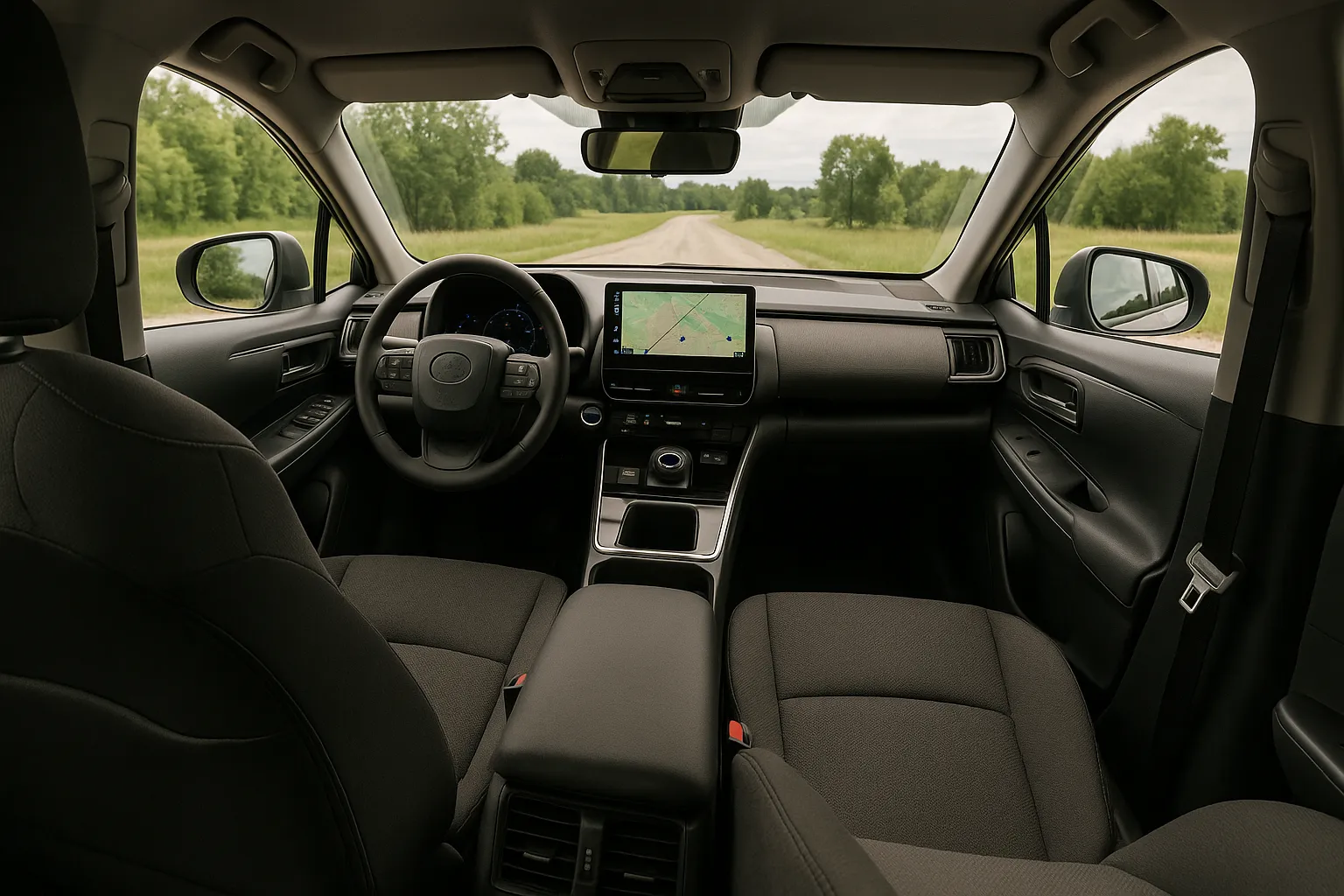 A Toyota bZ electric SUV driving on a road, representing the related Toyota, Lexus and Subaru EV recall supporting image 1